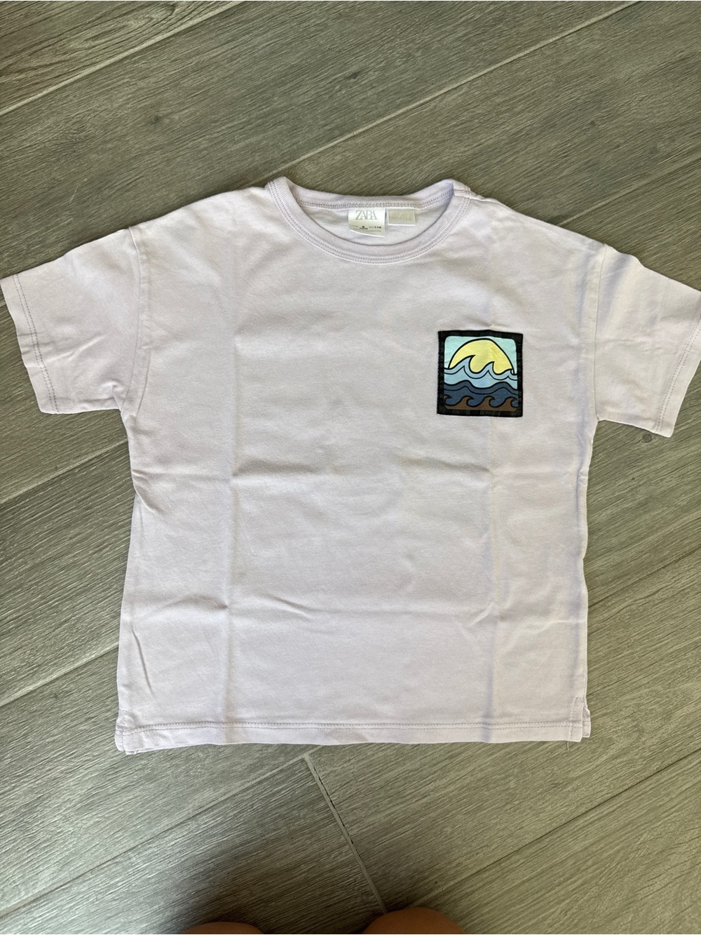 Kids ZARA light purple Graphic Wave Pocket T-Shirt